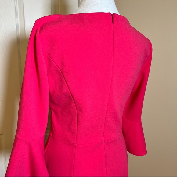 Adrianna Papell Midi Length Sheath Dress Stretch Knit Crepe Tie Front Size 8 - Picture 7 of 13